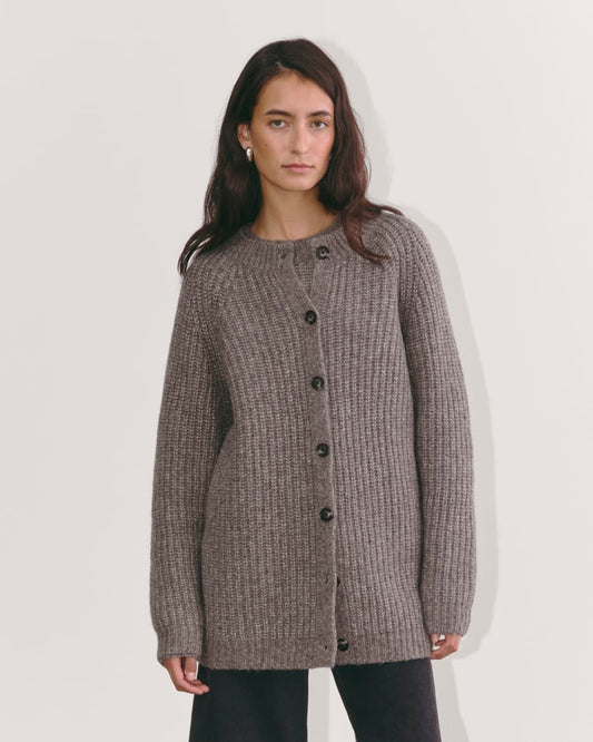 The Fisherman Cardigan in Cloud | Taupe Melange