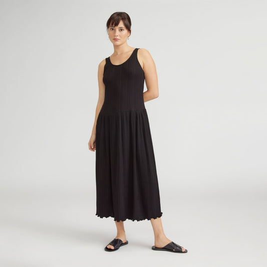 The Rib Soft Knit Scoop-Neck Dress | Black