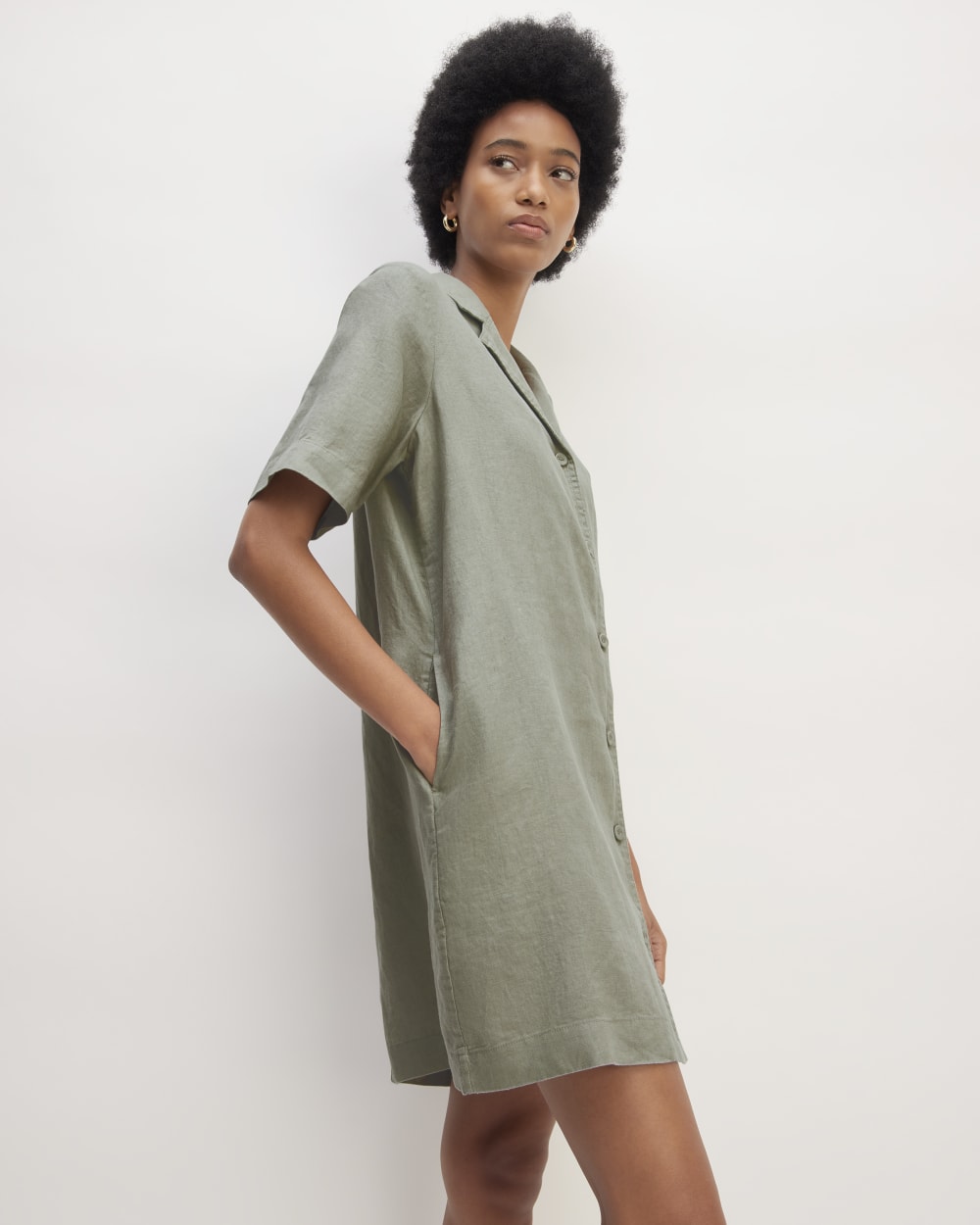 The Shirtdress in Linen | Sage Green