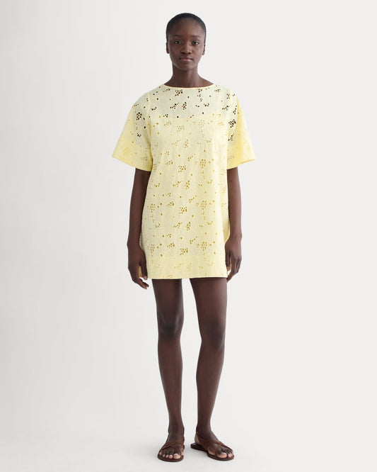 The Eyelet Mini Shift Dress | Light Yellow