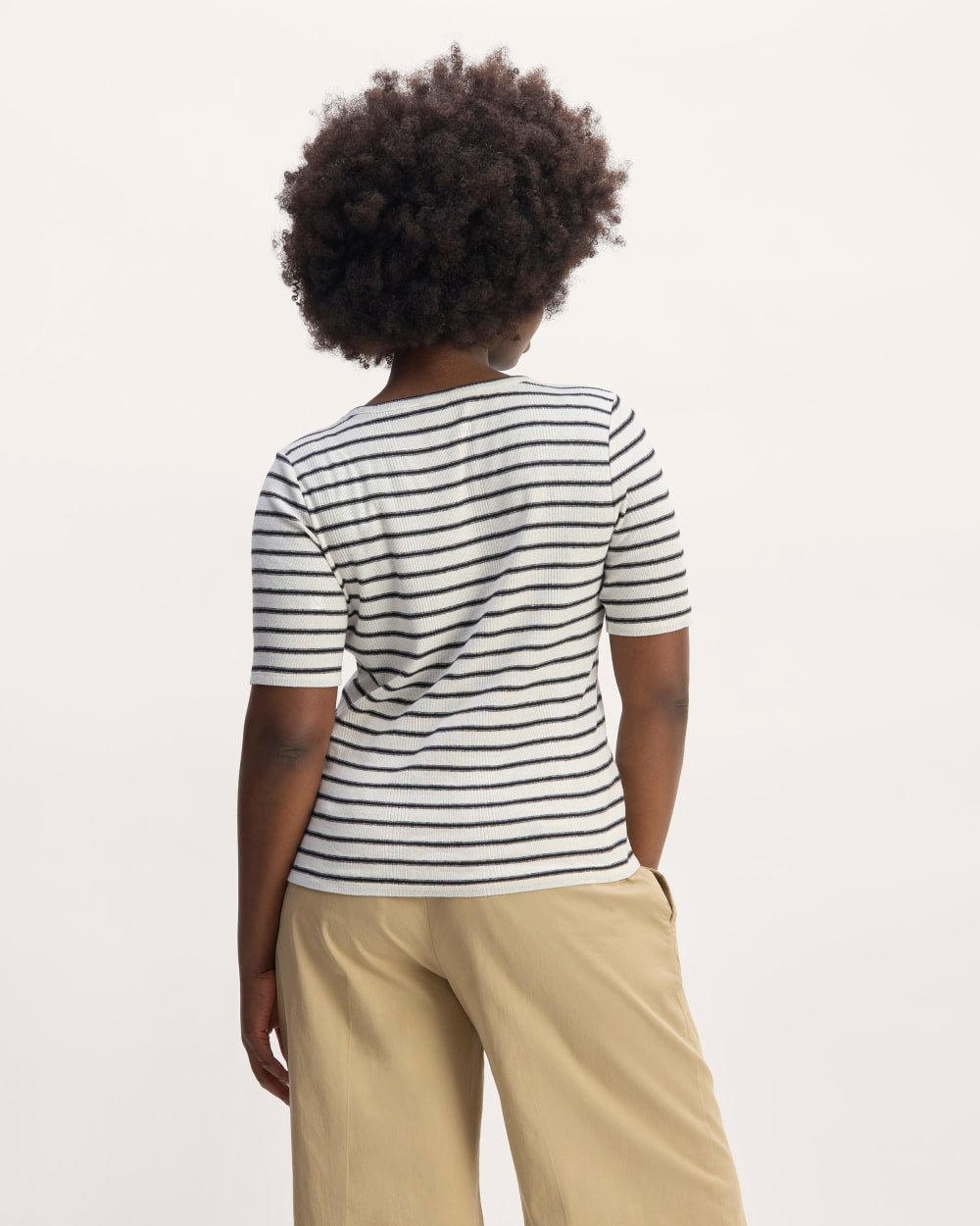 The Vintage Rib Scoop-Neck Top | Bone / Black