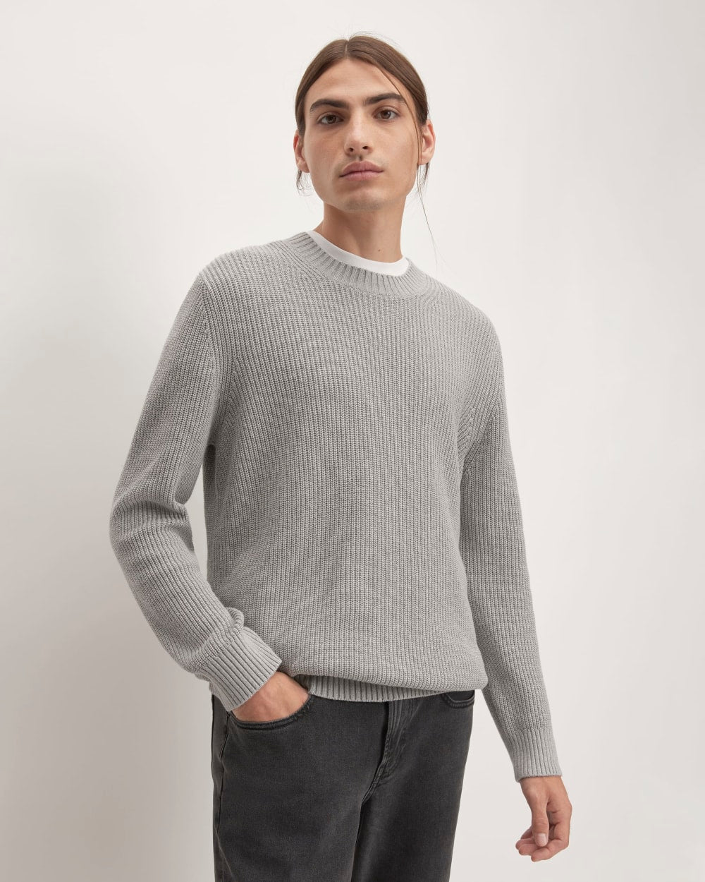 The No-Sweat Ribbed Crew |  Heathered Grey