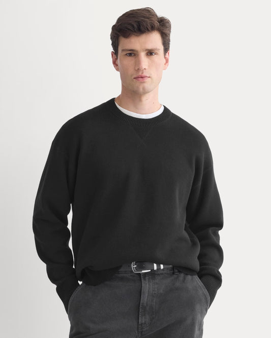 Luxe Merino Double-Knit Sweater |  Black