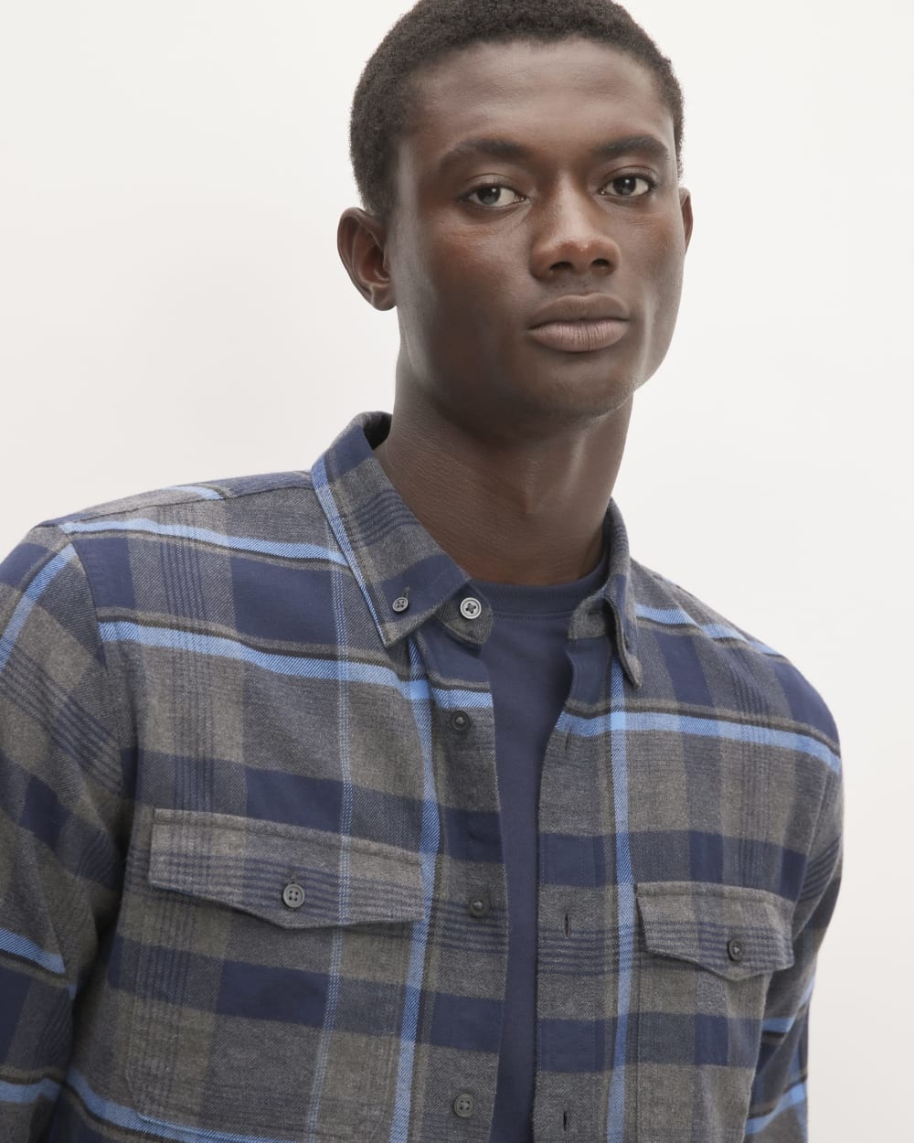 The Brushed Flannel Shirt | Heritage Blue / Black / Navy / Heather Charcoal