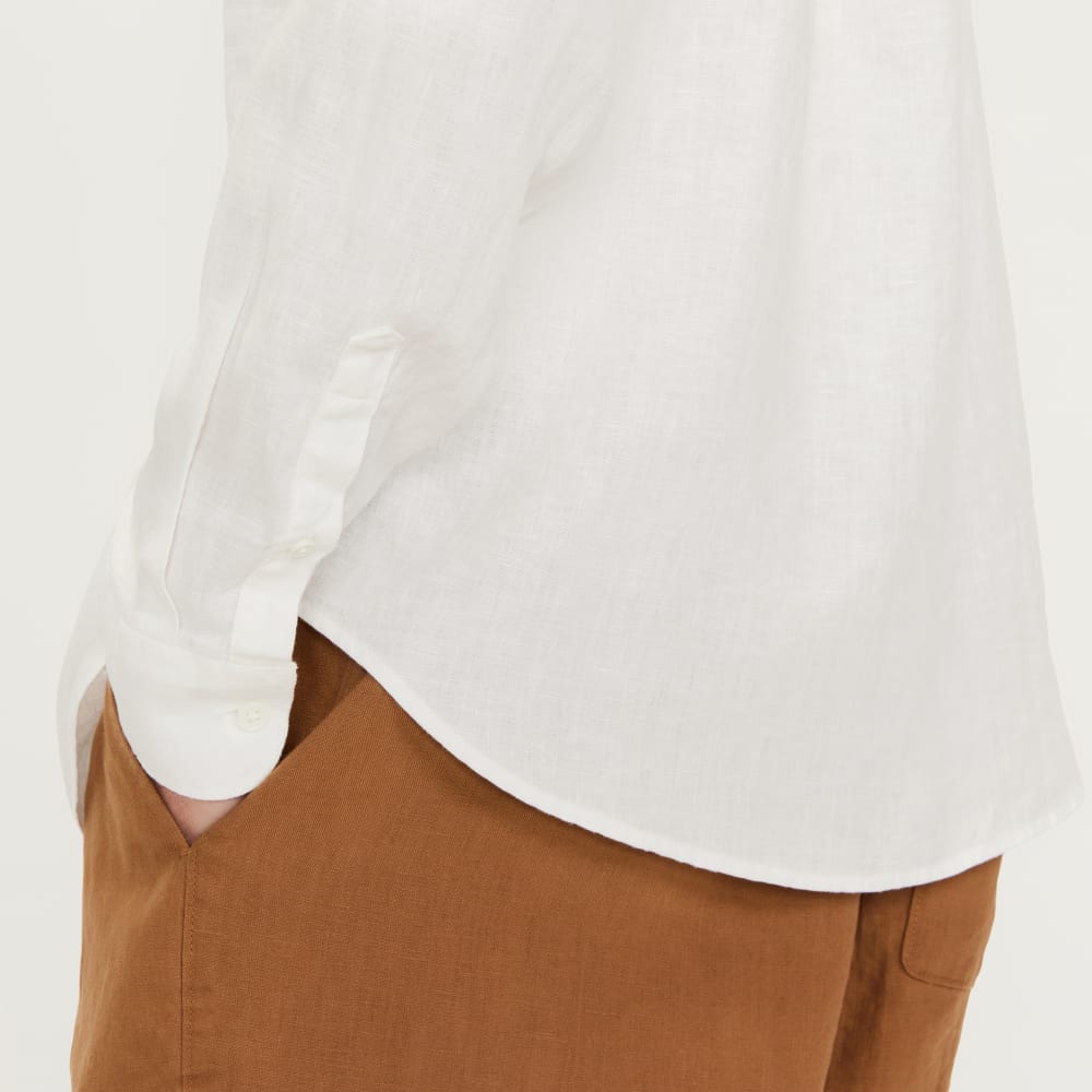 The Relaxed Linen Long-Sleeve Shirt | White