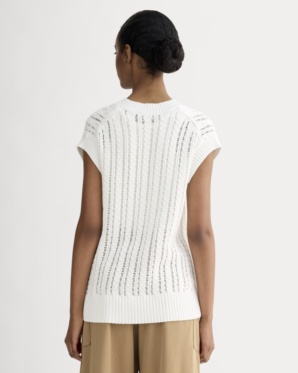 The Mesh Cable Vest in Everyday Cotton | White