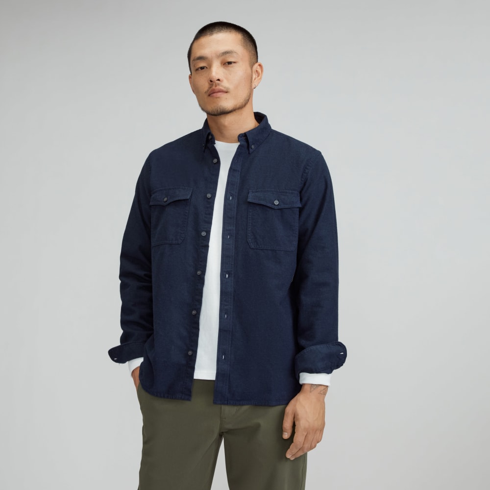 The Brushed Flannel Shirt | Heather Navy