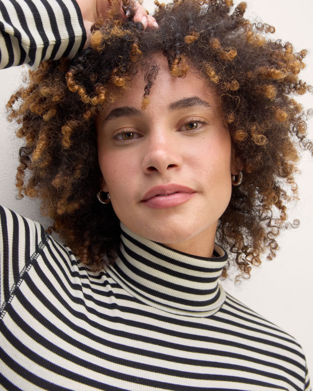 The Luxe Rib Turtleneck | Bone / Black