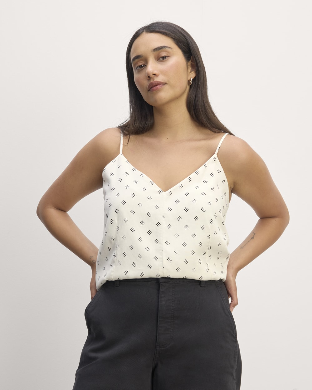 The Cami in Butterlite | Bone / Black Square Dot