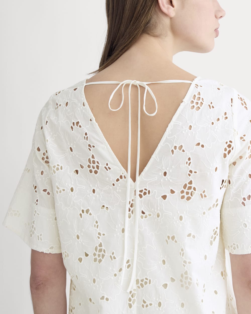 The Eyelet Mini Shift Dress | Bone