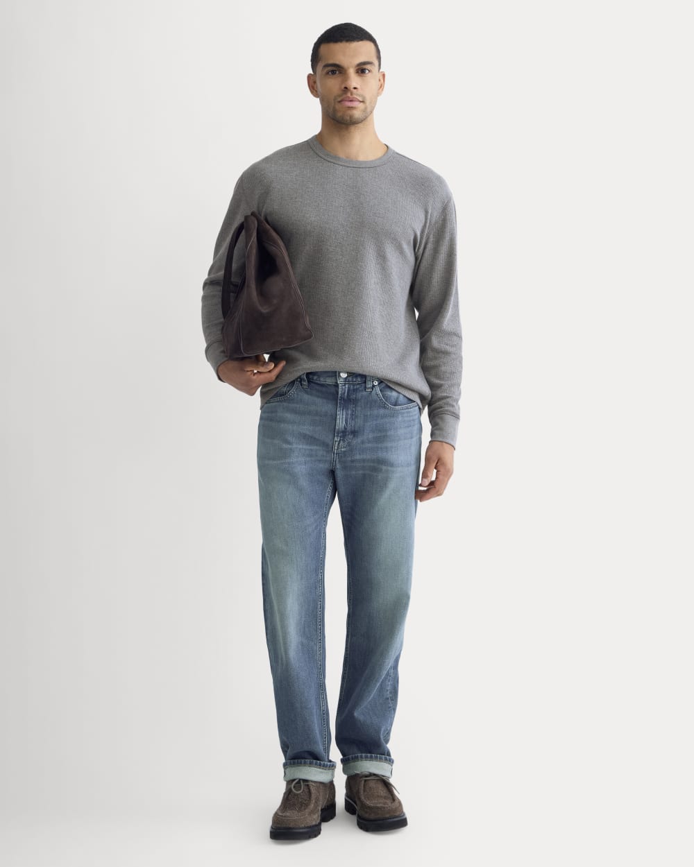 Thermal Crew in Cozy Waffle | Heathered Charcoal