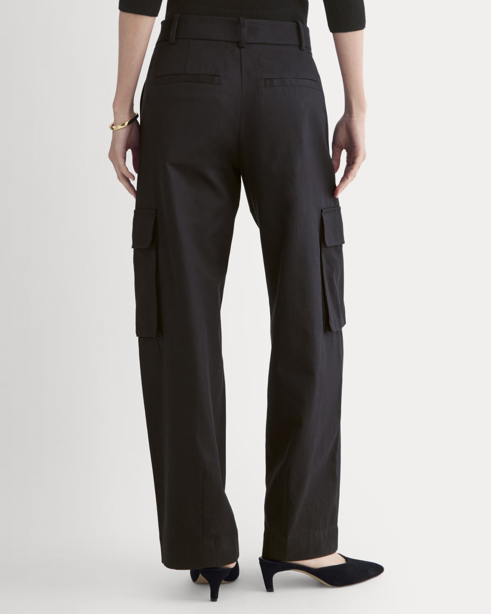 Wide-Leg Cargo Trouser in Buttersmooth | Black