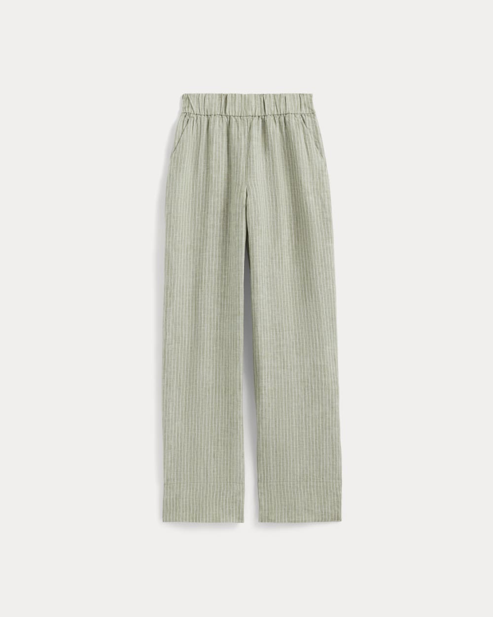 The Linen Easy Pant | Oil Green / White