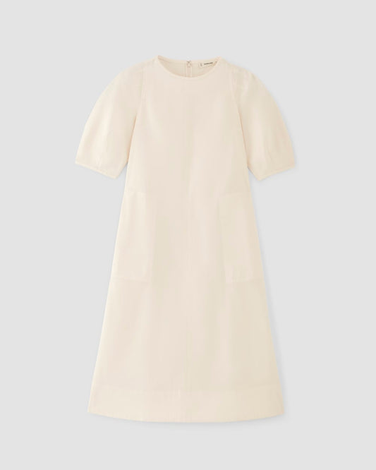 The Short-Sleeve Puff Midi Dress | Bone