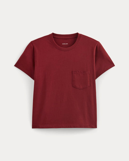 The Box-Cut Tee in Essential Cotton | Merlot | Pocket