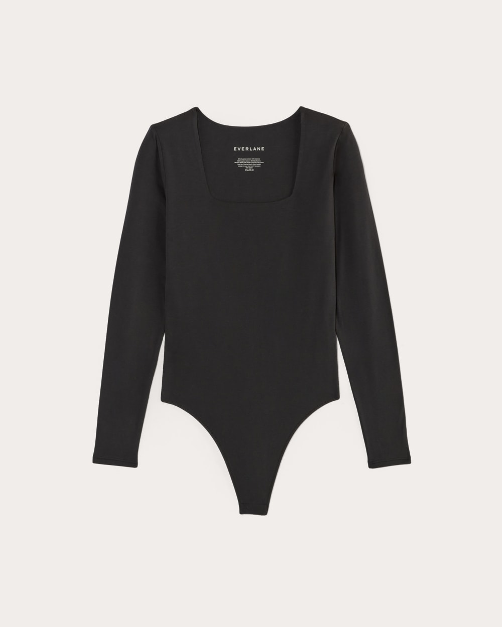 The Long-Sleeve Supima® Square-Neck Bodysuit | Black | Thong