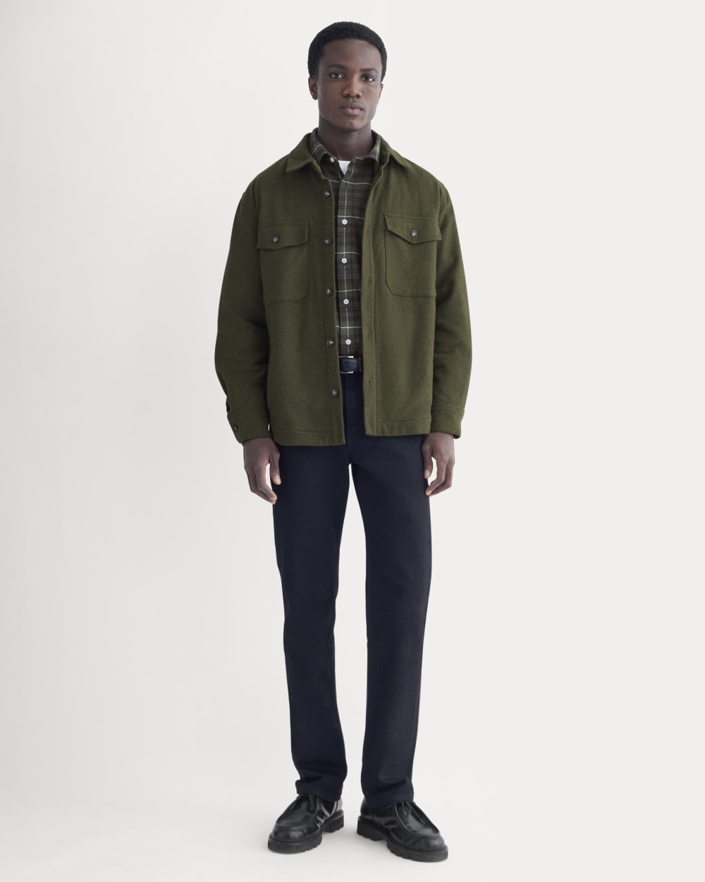 Heavyweight Waffle Twill Overshirt | Heathered Green