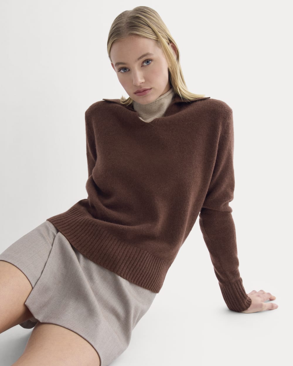 Cashmere Polo Sweater | Dark Mahogany