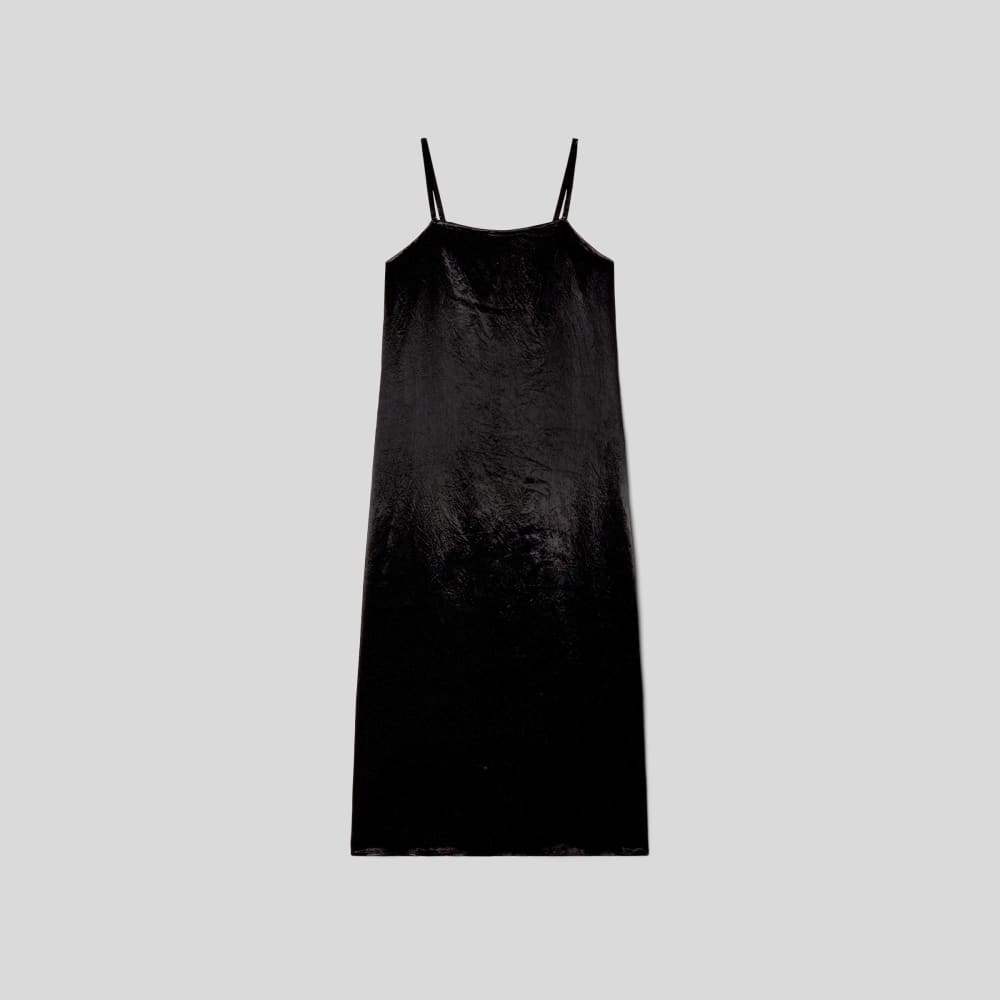 The Satin Square-Neck Slip Dress | Black