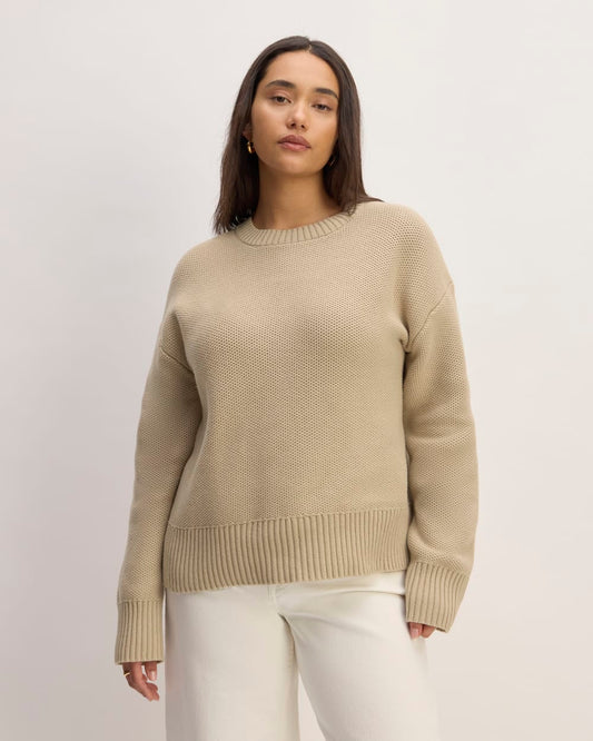 The Cotton Honeycomb Square Crew | Trench Coat Khaki