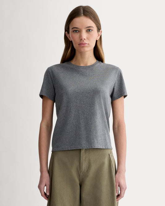 The Box-Cut Tee in Essential Cotton | Heathered Charcoal | No Pocket