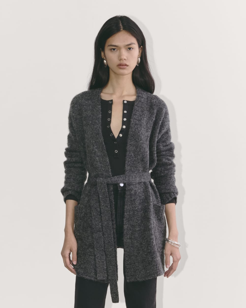 The Robe Cardigan in Alpaca | Dark Charcoal