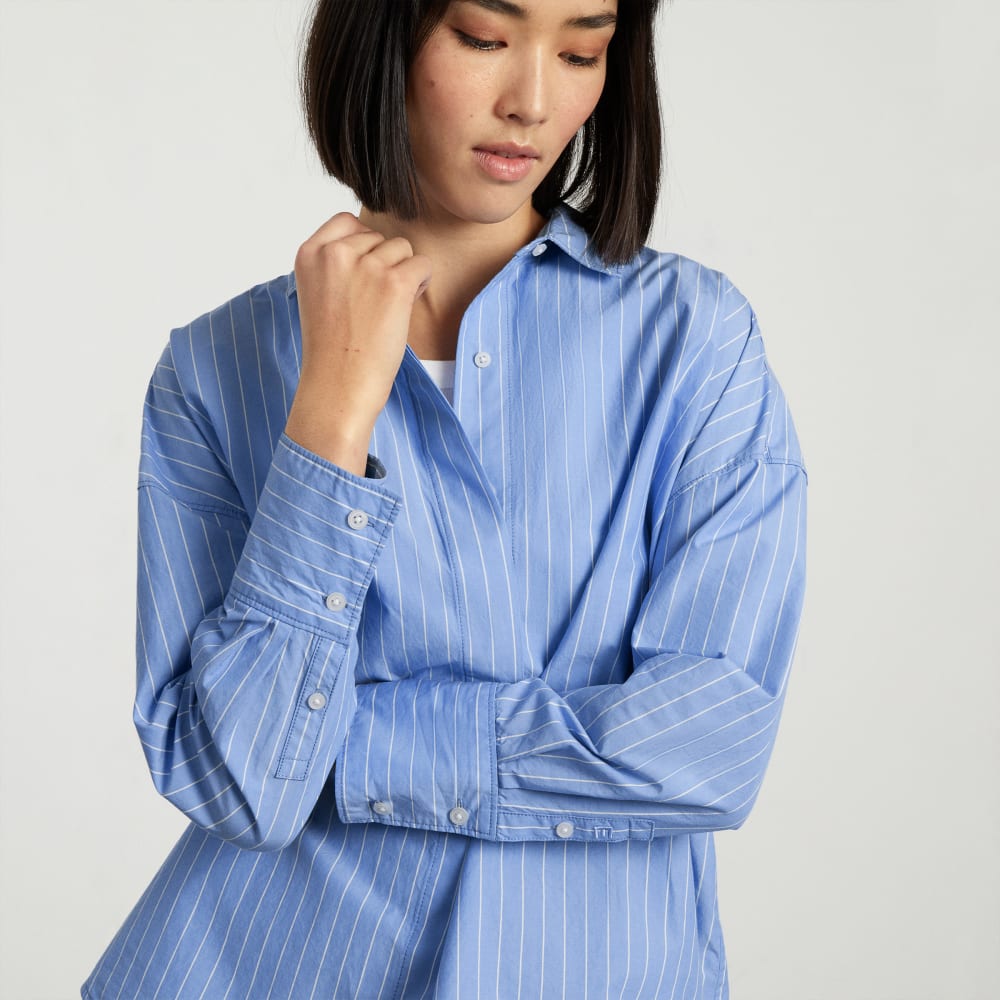 The Oversized Poplin Shirt | Powder Blue / White