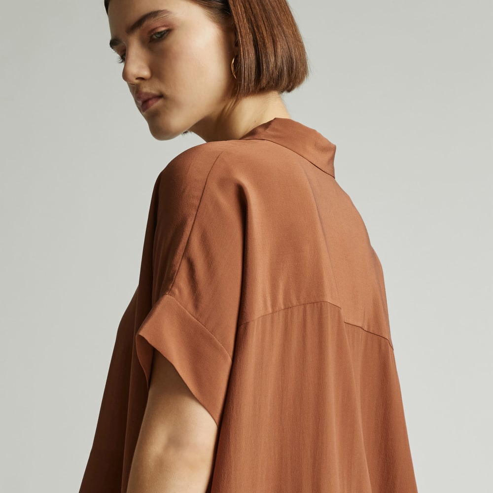 The Boxy Shirt in Washable Silk | Carob Brown