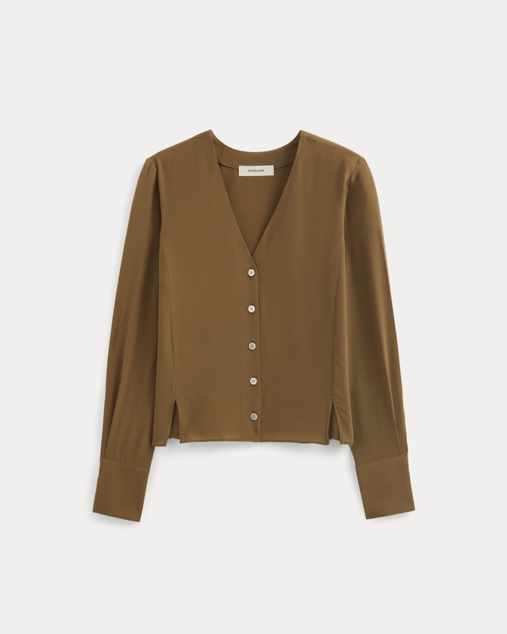 The V-Neck Blouse in Washable Silk | Toffee