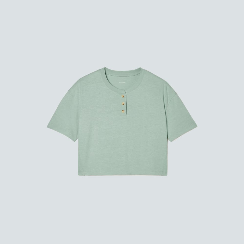 The Vintage Henley Hemp Tee | White Sage