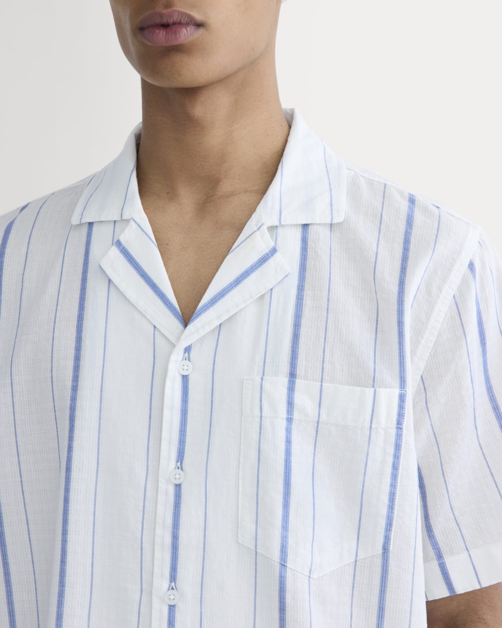The Textured Resort Shirt | Bone / Dutch Blue