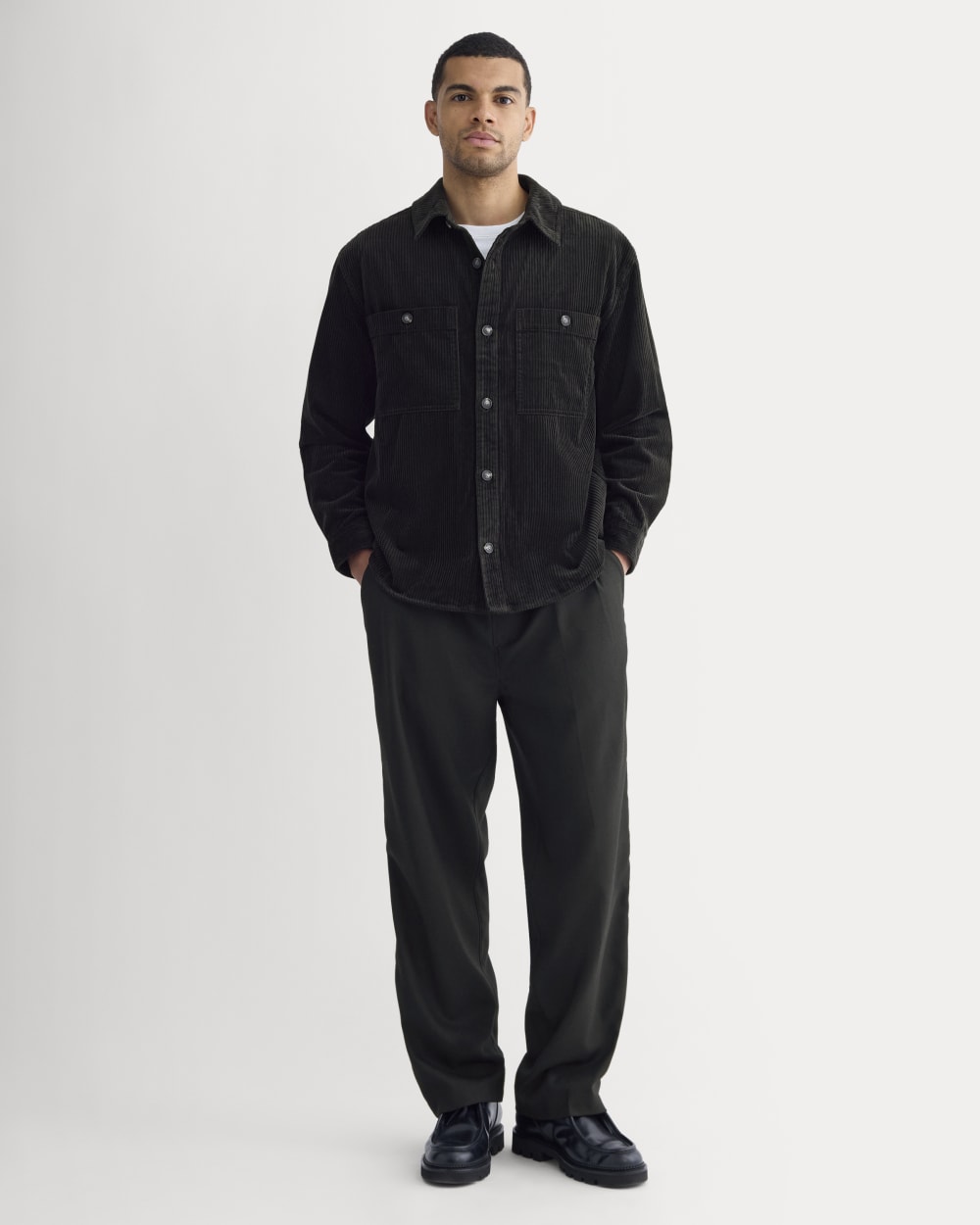 Wide Wale Corduroy Shirt | Black
