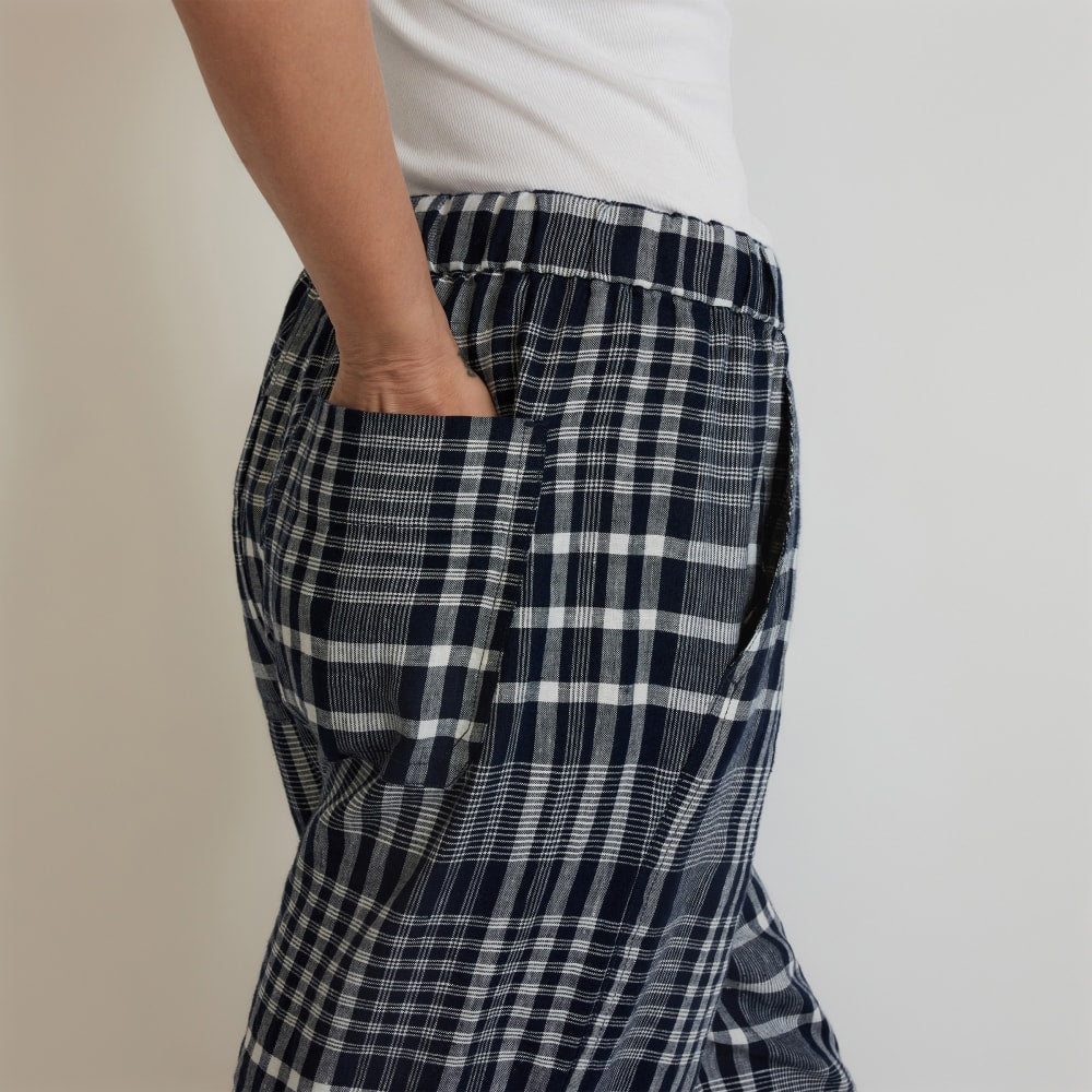 The Linen Pull-On Barrel Pant | Canvas Tan / Navy