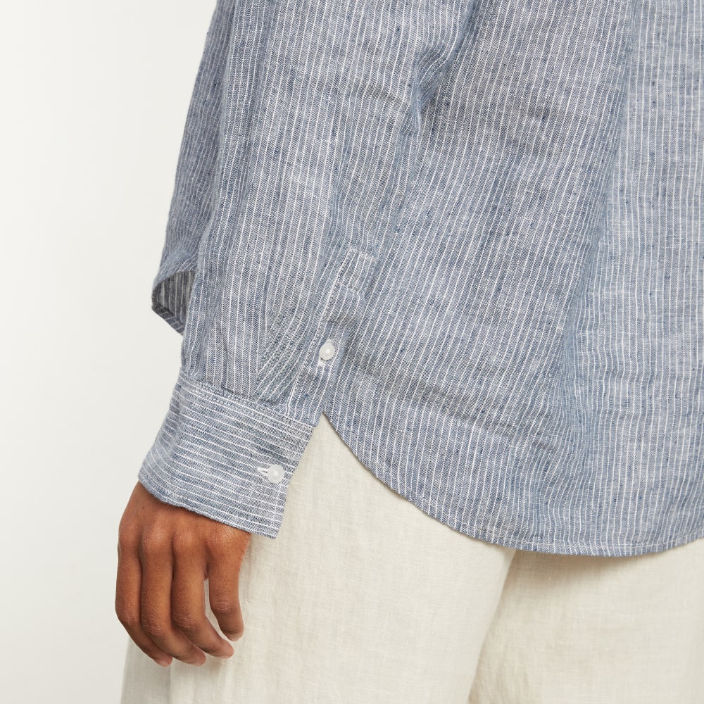 The Must-Have Shirt in Linen | Blue Pinstripe