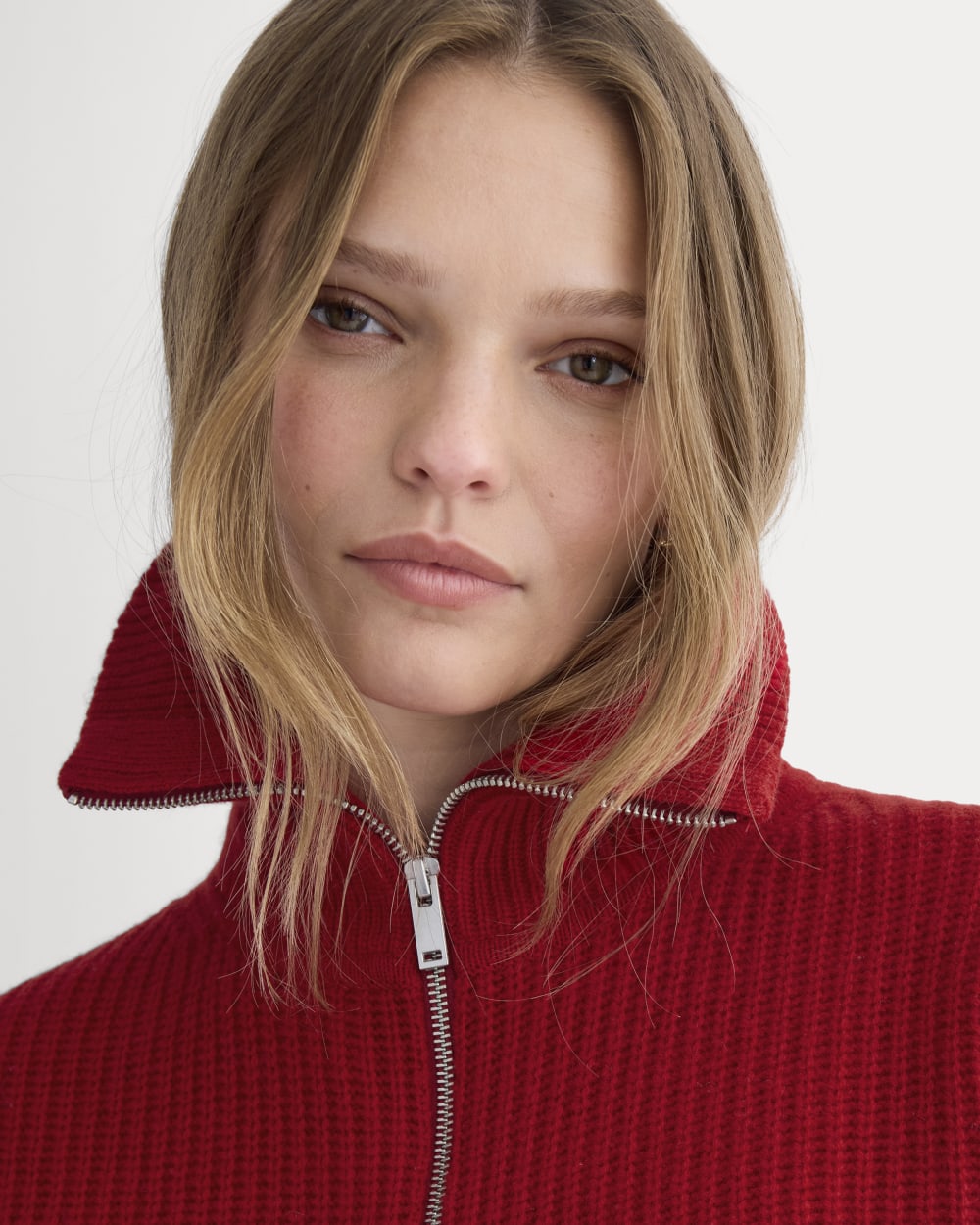 The Half-Zip Sweater in Luxe Merino | Berry Red