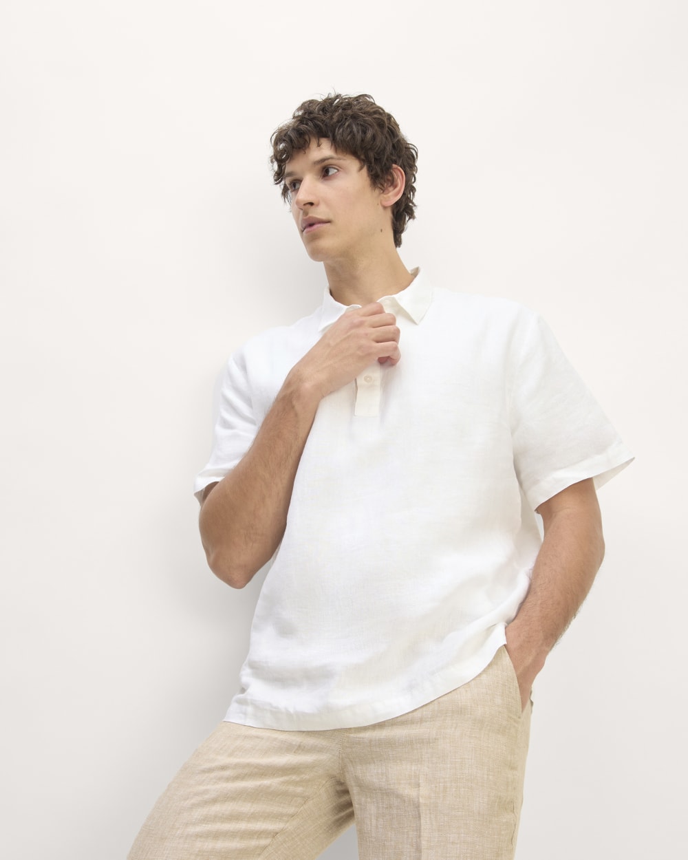The Linen Short-Sleeve Popover Shirt | White