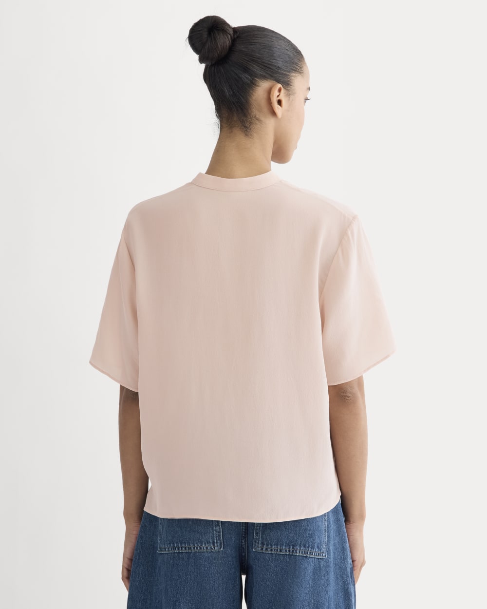 The Popover Top in Washable Silk | Soft Rose