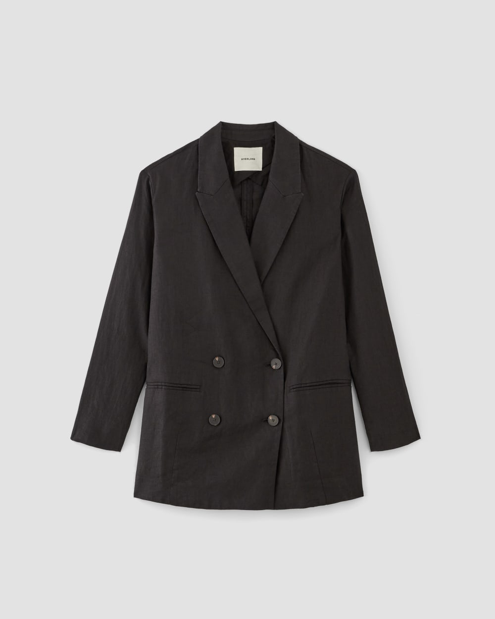 The Linen Double Breasted Blazer | Black