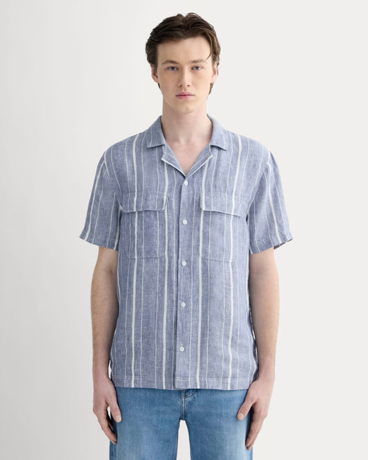 The Resort Shirt in Linen | Dutch Blue / Bone