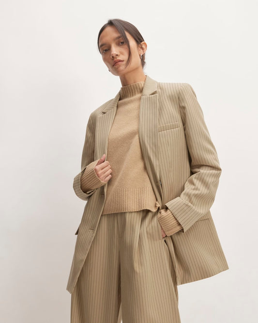 The Oversized Blazer in Buttersmooth | Cornstalk / Black