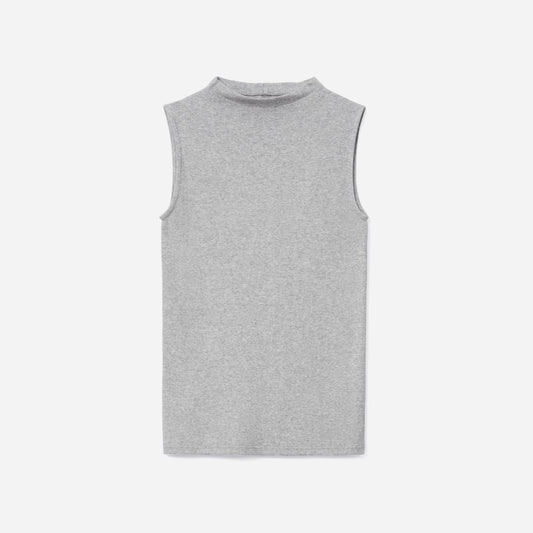 The Pima Micro-Rib Funnel-Neck Tank |  Heathered Grey