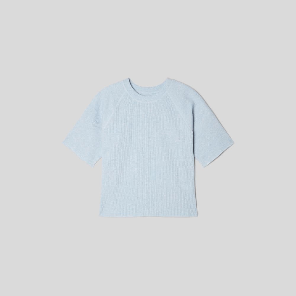 The Organic Cotton Waffle Raglan Tee | Heathered Light Blue