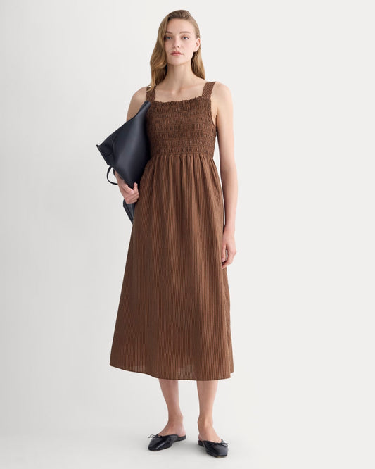 The Gauze Smock Dress | Carob Brown / Black