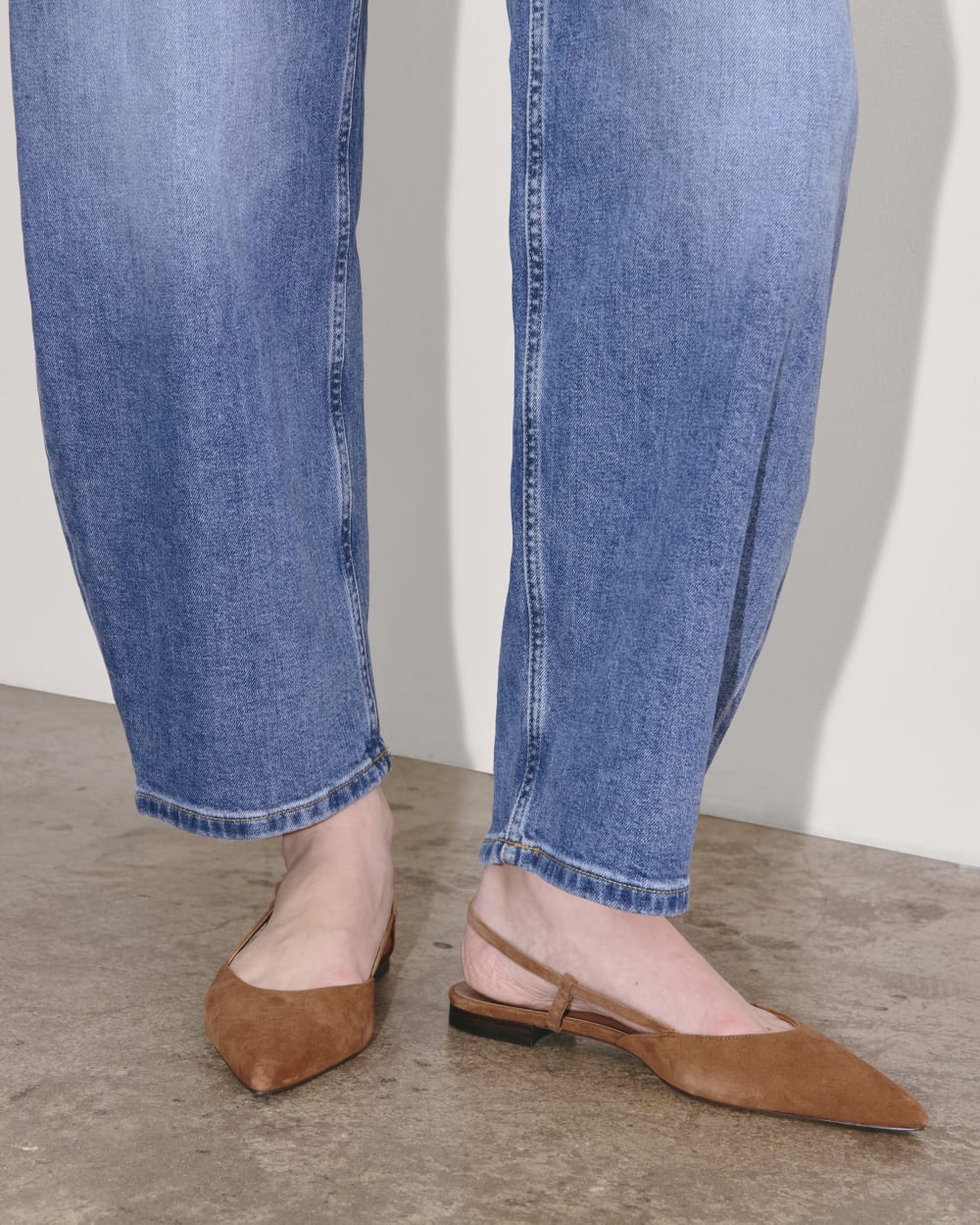 The Studio Slingback Flat | Saddle Brown Suede