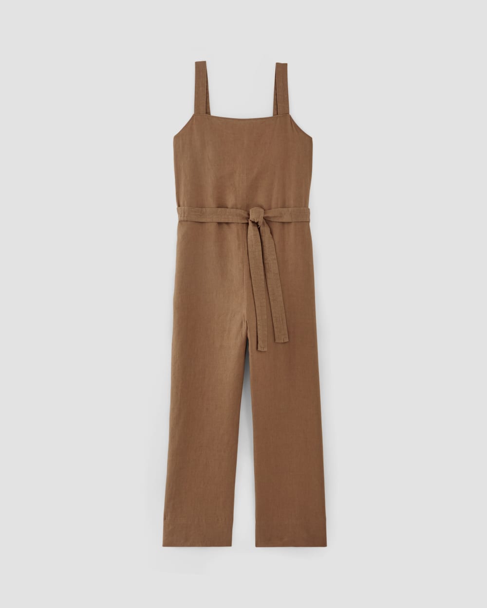 The Linen Side-Button Jumpsuit | Carob Brown