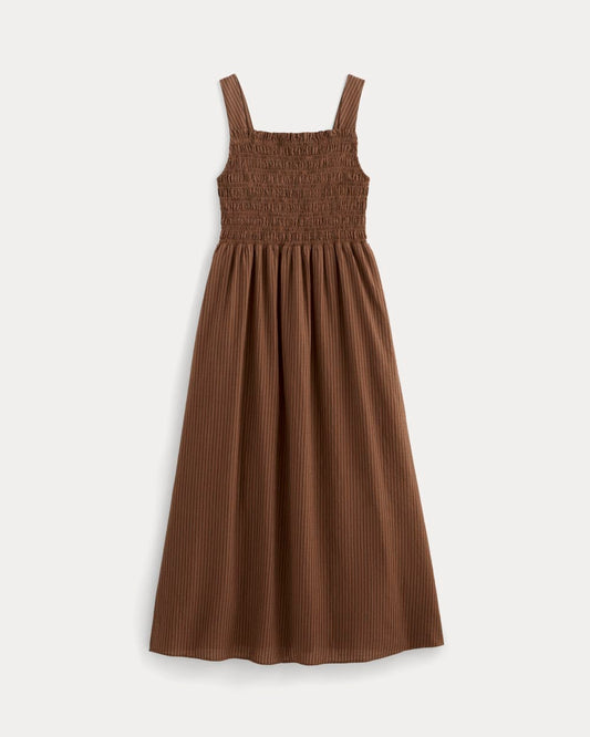 The Gauze Smock Dress | Carob Brown / Black