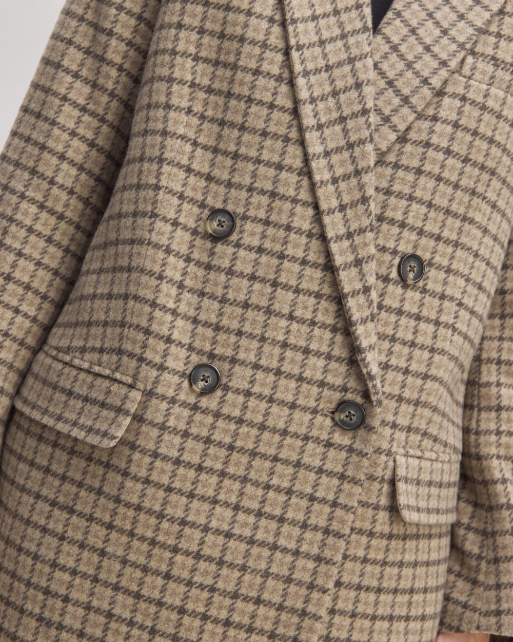 The ReWool® Double-Breasted Blazer | Beige Houndstooth