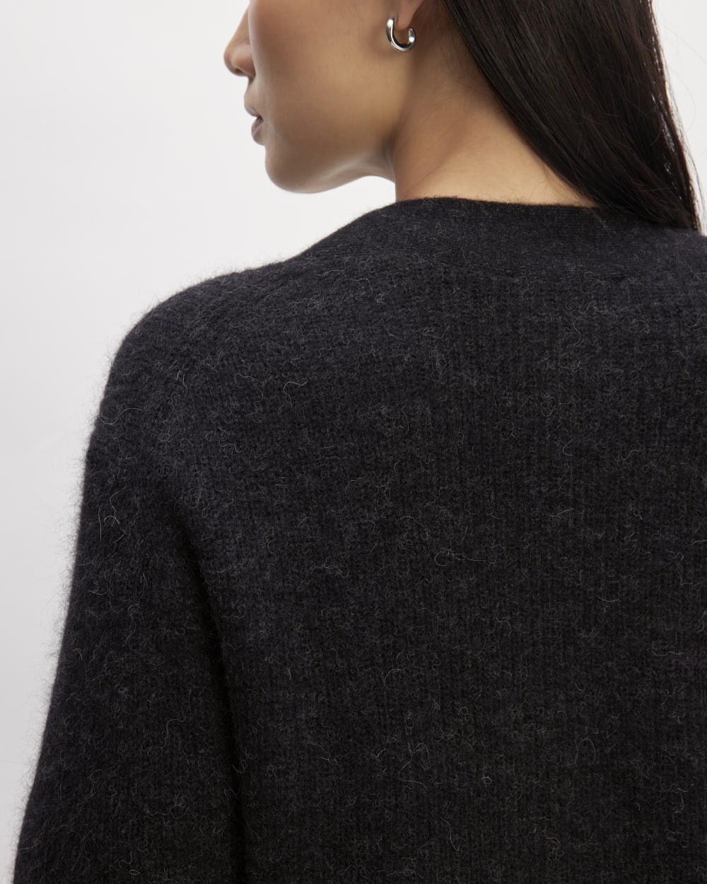 The Oversized Alpaca Pocket Cardigan | Heathered Black