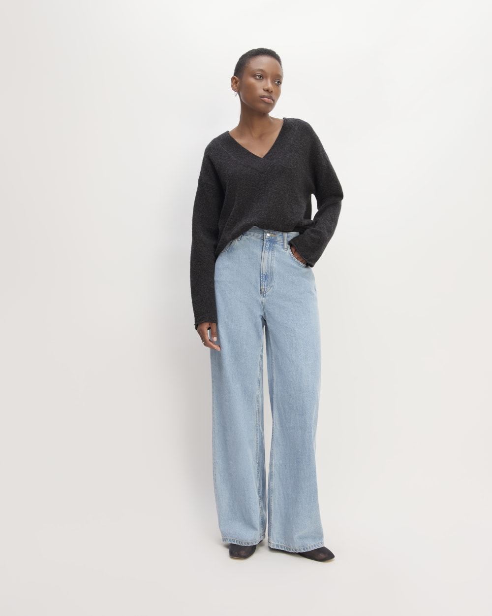 The Cozy-Stretch V-Neck Sweater | Charcoal