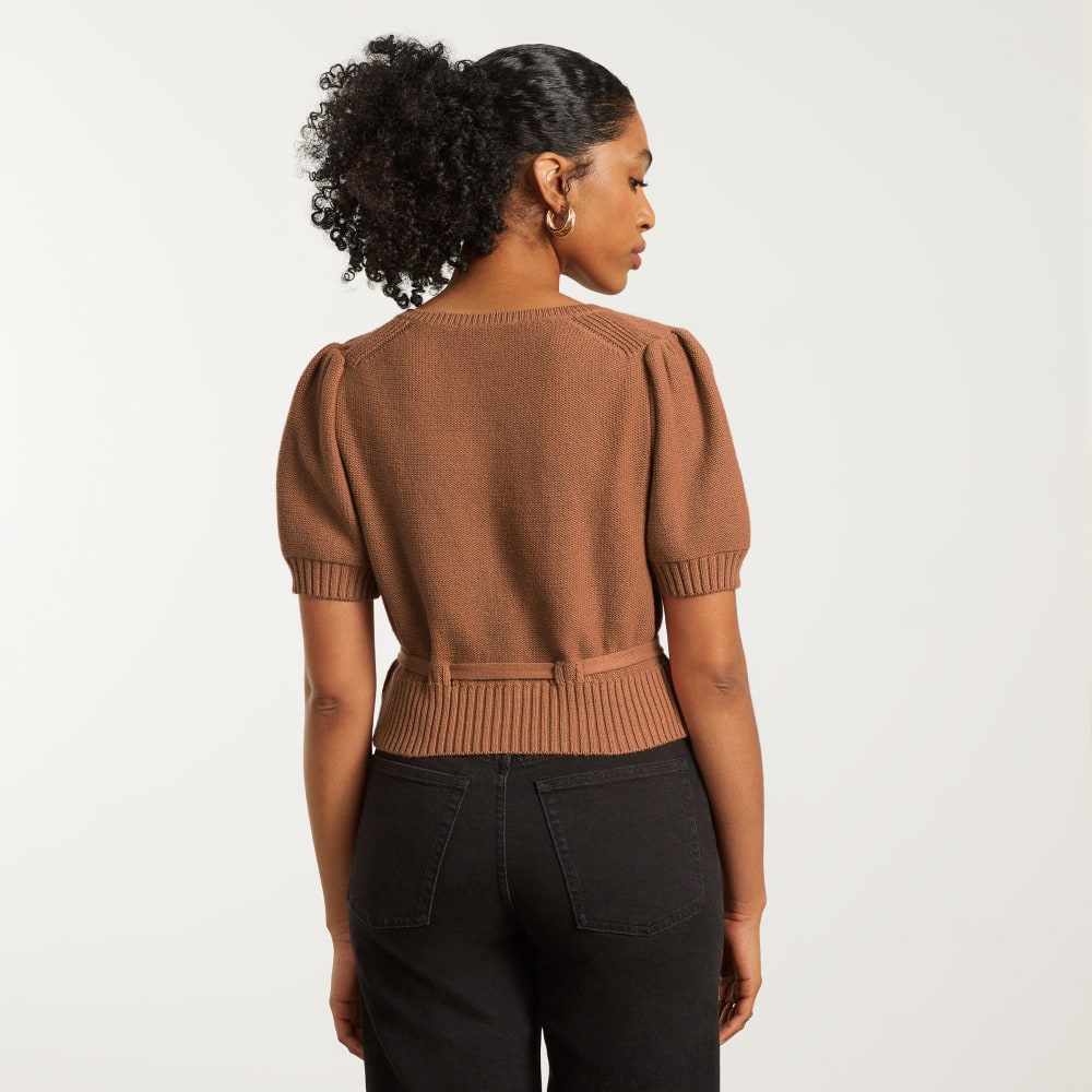 The Puff Sleeve Sweater Top | Tawny Brown